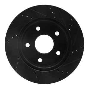 Dodge Dakota Brake Rotor (1) - Front Left - R1 Concepts - Drilled & Slotted - Black - `05-`11